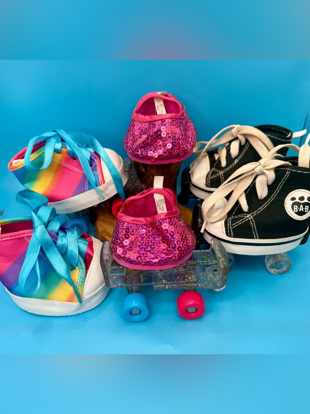 Build-A-Bear Lot of 3 pairs of Shoes & 2 pairs of Skates